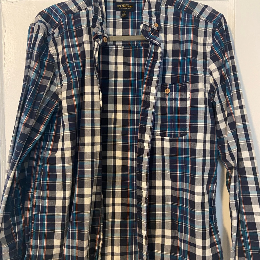 Urban Outfitters Blue Plaid Casual Button Down Shirt